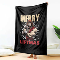 Jesus Gym Christmas Throw Blanket Merry Liftmas Xmas - Wonder Print Shop
