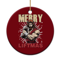 Jesus Gym Xmas Ceramic Ornament Merry Liftmas Xmas - Wonder Print Shop