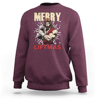 Jesus Gym Christmas Sweatshirt Merry Liftmas Xmas - Wonder Print Shop