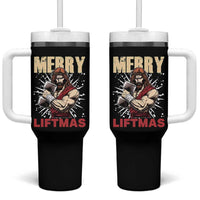 Jesus Gym Christmas Tumbler With Handle Merry Liftmas Xmas - Wonder Print Shop