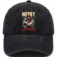 Jesus Gym Christmas Washed Cotton Baseball Cap Merry Liftmas Xmas