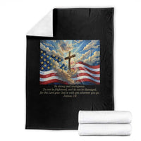 Jesus Christian Throw Blanket American Flag Religious Cross Bible Verse Faith Inspirational - Wonder Print Shop