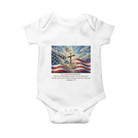 Jesus Christian Baby Onesie American Flag Religious Cross Bible Verse Faith Inspirational - Wonder Print Shop