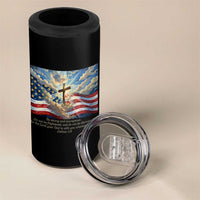 Jesus Christian 4 in 1 Can Cooler Tumbler American Flag Religious Cross Bible Verse Faith Inspirational - Wonder Print Shop