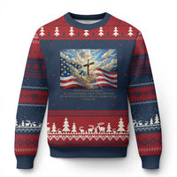 Jesus Christian Ugly Christmas Sweater American Flag Religious Cross Bible Verse Faith Inspirational - Wonder Print Shop