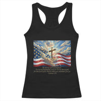 Jesus Christian Racerback Tank Top American Flag Religious Cross Bible Verse Faith Inspirational - Wonder Print Shop