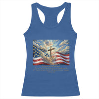 Jesus Christian Racerback Tank Top American Flag Religious Cross Bible Verse Faith Inspirational - Wonder Print Shop
