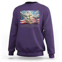 Jesus Christian Sweatshirt American Flag Religious Cross Bible Verse Faith Inspirational - Wonder Print Shop
