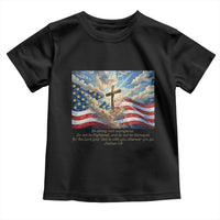 Jesus Christian Toddler T Shirt American Flag Religious Cross Bible Verse Faith Inspirational - Wonder Print Shop