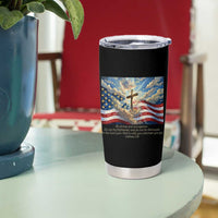 Jesus Christian Tumbler Cup American Flag Religious Cross Bible Verse Faith Inspirational - Wonder Print Shop