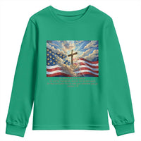 Jesus Christian Youth Sweatshirt American Flag Religious Cross Bible Verse Faith Inspirational - Wonder Print Shop