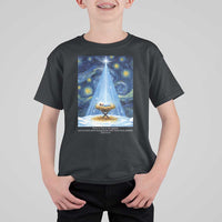 Christian Christmas T Shirt For Kid Nativity Scene Jeus Baby Starry Night Xmas - Wonder Print Shop