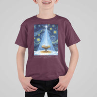 Christian Christmas T Shirt For Kid Nativity Scene Jeus Baby Starry Night Xmas - Wonder Print Shop