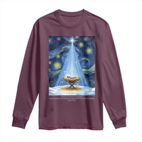 Christian Christmas Long Sleeve Shirt Nativity Scene Jeus Baby Starry Night Xmas - Wonder Print Shop