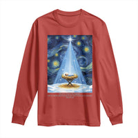Christian Christmas Long Sleeve Shirt Nativity Scene Jeus Baby Starry Night Xmas - Wonder Print Shop