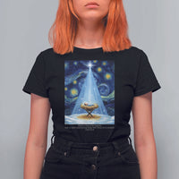 Christian Christmas T Shirt For Women Nativity Scene Jeus Baby Starry Night Xmas - Wonder Print Shop
