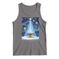 Christian Christmas Tank Top Nativity Scene Jeus Baby Starry Night Xmas - Wonder Print Shop
