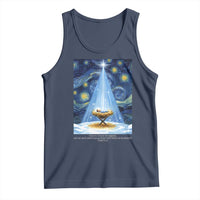 Christian Christmas Tank Top Nativity Scene Jeus Baby Starry Night Xmas - Wonder Print Shop