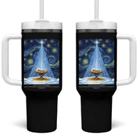 Christian Christmas Tumbler With Handle Nativity Scene Jeus Baby Starry Night Xmas - Wonder Print Shop