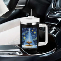 Christian Christmas Tumbler With Handle Nativity Scene Jeus Baby Starry Night Xmas - Wonder Print Shop