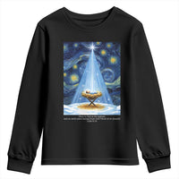 Christian Christmas Youth Sweatshirt Nativity Scene Jeus Baby Starry Night Xmas - Wonder Print Shop