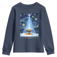 Christian Christmas Youth Sweatshirt Nativity Scene Jeus Baby Starry Night Xmas - Wonder Print Shop