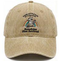 Funny Raccoon Rainbow Washed Cotton Baseball Cap Your Little Ray Of Sarcastic Sunshine Has Arrived