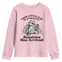 Funny Raccoon Rainbow Youth Sweatshirt Your Little Ray Of Sarcastic Sunshine Has Arrived - Wonder Print Shop