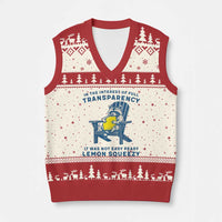 Funny Raccoon V-Neck Knit Sweater Vest In The Interest Of Full Transparency It Was Not Easy Peasy Lemon Squeezy - Wonder Print Shop