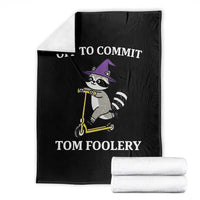 Funny Raccoon Scooter Meme Throw Blanket Off To Commit Tom Foolery - Wonder Print Shop
