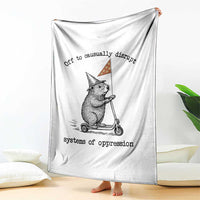 Funny Groundhog Scooter Meme Throw Blanket Off To Causually Disrupt System Of Oppression - Wonder Print Shop