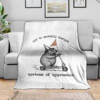 Funny Groundhog Scooter Meme Throw Blanket Off To Causually Disrupt System Of Oppression - Wonder Print Shop
