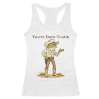 You're Darn Tootin Racerback Tank Top Funny Cowboy Frog Meme
