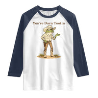 You're Darn Tootin Raglan Shirt Funny Cowboy Frog Meme
