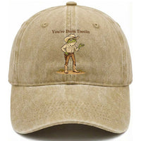 You're Darn Tootin Washed Cotton Baseball Cap Funny Cowboy Frog Meme