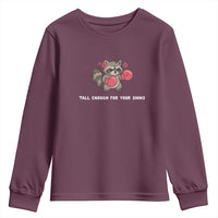 Tall Enough For Your Shins Youth Sweatshirt Funny Raccoon Sarcastic Meme
