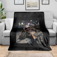 Bigfoot Drinking Iced Coffee Throw Blanket Funny Sasquatch Streetwear