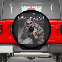 Bigfoot Drinking Iced Coffee Spare Tire Cover Funny Sasquatch Streetwear
