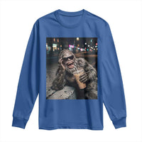 Bigfoot Drinking Iced Coffee Long Sleeve Shirt Funny Sasquatch Streetwear