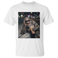 Bigfoot Drinking Iced Coffee T Shirt Funny Sasquatch Streetwear