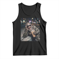 Bigfoot Drinking Iced Coffee Tank Top Funny Sasquatch Streetwear