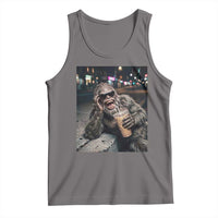 Bigfoot Drinking Iced Coffee Tank Top Funny Sasquatch Streetwear