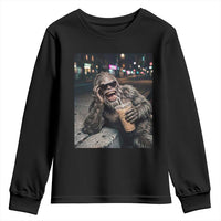 Bigfoot Drinking Iced Coffee Youth Sweatshirt Funny Sasquatch Streetwear