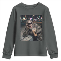 Bigfoot Drinking Iced Coffee Youth Sweatshirt Funny Sasquatch Streetwear