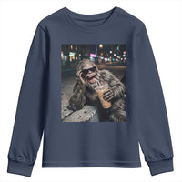Bigfoot Drinking Iced Coffee Youth Sweatshirt Funny Sasquatch Streetwear