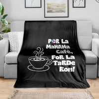 Por La Mañana Cafe Throw Blanket Puerto Rican Music Lover Coffee Fan