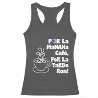 Por La Mañana Cafe Racerback Tank Top Puerto Rican Music Lover Coffee Fan