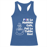 Por La Mañana Cafe Racerback Tank Top Puerto Rican Music Lover Coffee Fan
