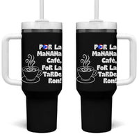 Por La Mañana Cafe Tumbler With Handle Puerto Rican Music Lover Coffee Fan