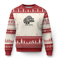 Diva Down Ugly Christmas Sweater Funny Raccoon Relaxed